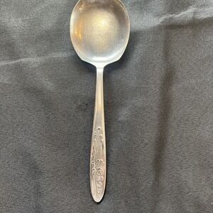 N.S. Co. National Stainless Steel‎ Japan 8.25"  Serving Spoon  Scrolls VGUC